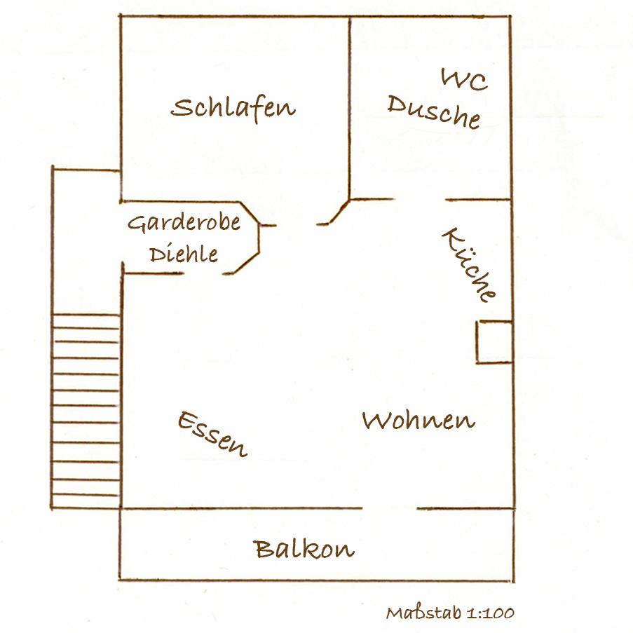 Grundriss der Ferienwohnung für 2-4 Personen in Oberbayern